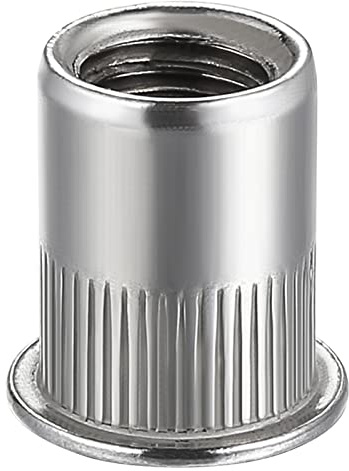 Wensilon 100Pcs Rivet Nut M8 Metric Stainless Steel 304 Finish Flat Head Rivnut Threaded Insert Nut Knurled Body