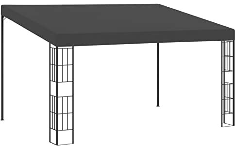 Homgoday Wand-Pavillon mit Dach UV Schutz Anbaupavillon Sonnenschutz Pergola Gartenpavillon Gartenzelt Partyzelt Terrassendach Überdachung Garten Terrasse Balkon 3x4 m Anthrazit Stoff