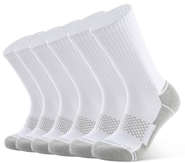 CLOSEMATE 6 Pares Calcetines Deporte Largos Hombre Deportivos Antiampollas Altos Antisudor Antideslizantes Transpirable Compresión Para Running Senderismo Trekking Ciclismo(6BlancoGris,M)