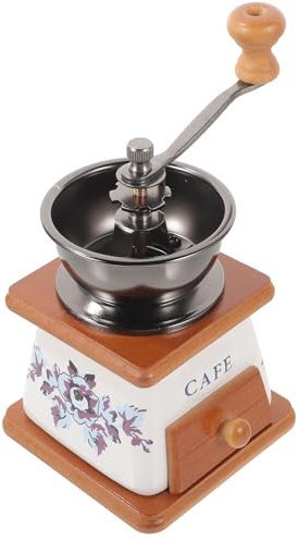 HEMOTON Moulin à Café Manuel Céramique Rétro Mini Broyeur à Grains Pour Café Épices Grains Usage Domestique Résistant Et Écologique