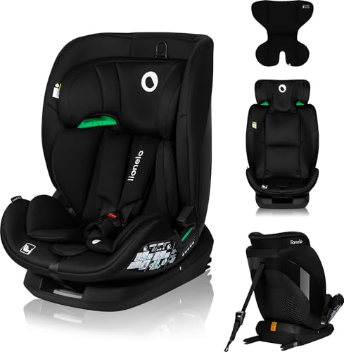 LIONELO LAVENDER I-SIZE Kinderautositz von 76 bis 150 cm konform | mit R129 i-Size Standard, ISOFIX Montage in Fahrtrichtung und TT-Gurt Kopfstützen und Rückenlehnenverstellung Reduziereinsatz