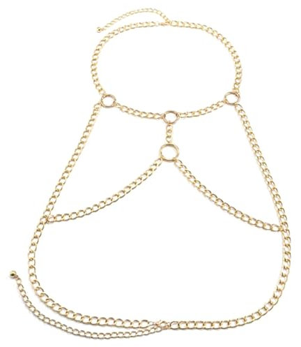 Verstellbare Strand-Körperkette: Metall-Punk-Kette, schlichtes Geschirr, Schmucktruhe, Metall, Kein Edelstein