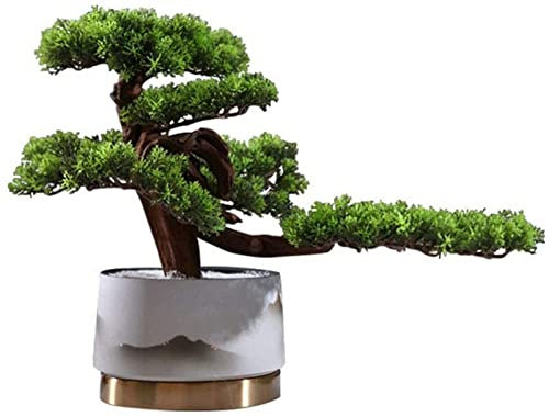 WYRMB Künstlicher Bonsai im chinesischen Zen-Stil, künstliche Zeder, Clubhaus, Hotel, Teehaus, Kunstpflanze, Heimdekoration, Kunstbaum, grüner Bonsai, Dekoration für den Schreibtisch