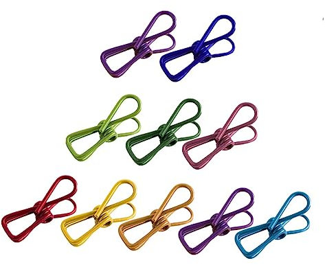 Hohopeti 50stücke Wäscheklammern Edelstahl Starke Feder Robust Vielseitig Einsetzbar Farbige Metallklammern Für Wäscheleinen Socken Kleidung