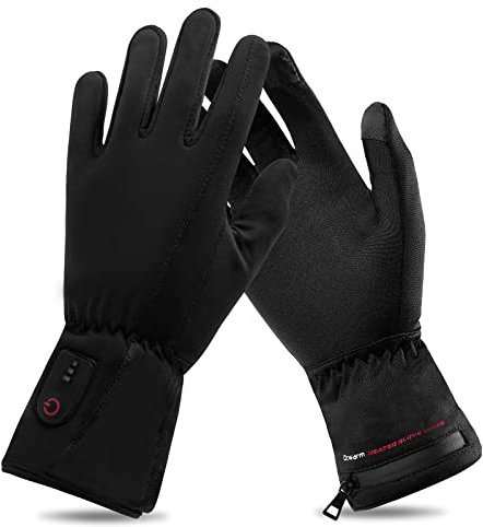 Beheizbare Handschuhe, beheizte Handschuhe Damen Herren mit heizung Winterarbeitshandschuhe dünne beheizbare Handschuhe Fahrrad Winter Handwärmer (Schwarz, XL)