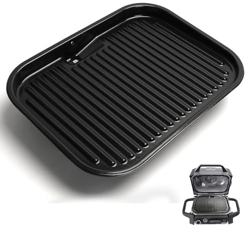 MOASKER Cast Iron Griddle for Ninja Woodfire OG700 Series Grills, Grill Griddle Pan for Ninja XSKGRDPLT Woodfire Outdoor Grill Flat Top Griddle Plate Accessories, Polished Porcelain Coated, Thickened