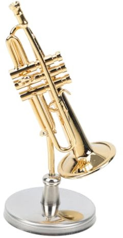 ibasenice Miniatur-trompetenmodell Aus Kupfer Kleines Musikinstrumenten-Ornament Exquisit Beschichtet Metall-trompetendekor Für Fotografie-Requisiten Und Inneneinrichtung