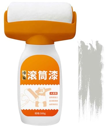 Duroecsain Wandfarbe mit Auftragsbürste, 500ml Ausbesserungsfarbe für Innen, Grau