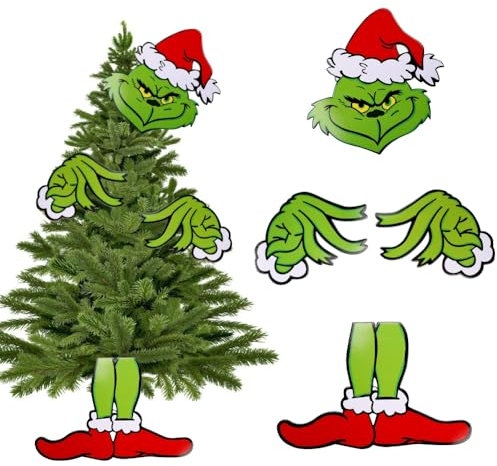 Decoración para árbol de Navidad, adornos de árbol de Navidad de elfo, 4 unidades, cabeza de elfo, brazo y pierna para árbol de Navidad, estola de elfo, pierna de elfo, adornos de guirnalda de árbol