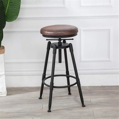 DZYHFCO Sgabello da bar industriale vintage, sedia da pranzo girevole regolabile con sollevamento, sgabello imbottito regolabile in altezza da 65 a 85 cm, poggiapiedi in ferro per bar, balcone, patio,