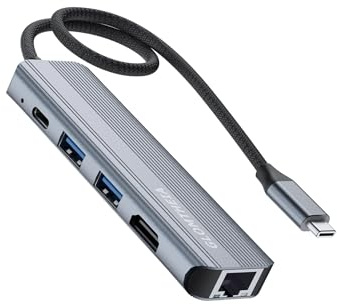 Glomtheia Hub USB C HDMI Ethernet Dock para MacBook Pro/Air, Multipuerto Adaptador Mac con HDMI 4K, USB 3.0, Carga Rápida PD 100W, Ethernet Gigabit