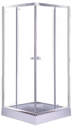 Box Doccia Cristallo Giada a Due Porte Fluxy- 80x100x185 cm, Cristallo Temperato 6 mm, Telaio in Alluminio Cromato, Apertura Scorrevole con Rulli Ottonati, Profilo di Compensazione