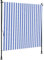 Parasol vertical d'extérieur, bleu et blanc, 100 x 270 cm, coupe-vent, pour jardin et terrasse, parasol extensible avec manivelle, idéal pour le balcon