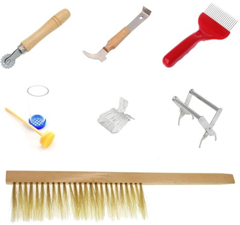 Fhsqwernm 7-teiliges Imkerei-Zubehör, Imkerei-Werkzeug-Set, Bienenhaltungszubehör, Starter-Kits für Anfänger, Beruf
