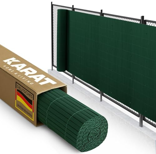 KARAT PVC Sichtschutz für Garten, Balkon, Terrasse - 100x300 cm Grün - Balkonsichtschutz, Sichtschutzmatte wetterfest, Zaun als Balkonverkleidung, Poolumrandung und Windschutz - Gartenzaun