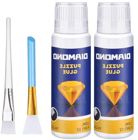 Diamond Painting Zubehör, 2 Flaschen Diamond Painting Versiegelung,Zubehör Silikon Maskenbürste +Eine Weiße Bürste, Zum Glitzereffekt Und Schutz Von Diamanten (240 Ml)