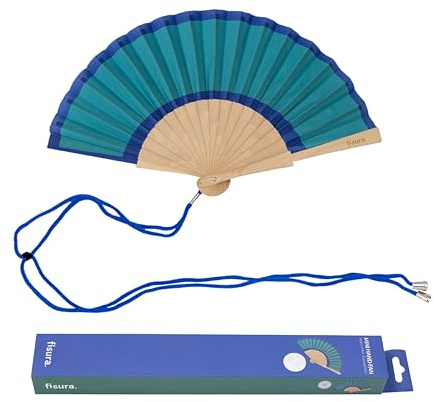 Fisura – Abanico Original. Abanico de Madera Moderno y Colorido. Ventilador de Mano Mini. Colgador Incluido. Medidas: 34,5 cm x 23 cm (Mini, Verde)