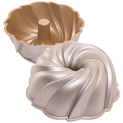 Erreke Stampo Ciambella, Stampo Antiaderente per Torta e Ciambellone, Tortiera Cottura Uniforme, Alluminio Fuso Resistente, Color Oro Rosa, Qualità Professionale, 24cm, 2.5 Litri, Twist