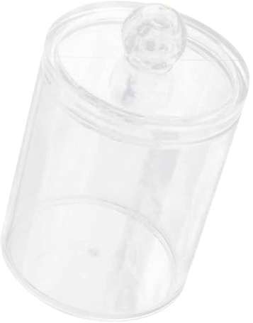 PACKOVE Boîte de Rangement pour Cotons-tiges Transparente Ronde Taille Compacte Stockage Maquillage Salle de Bain Cosmétique