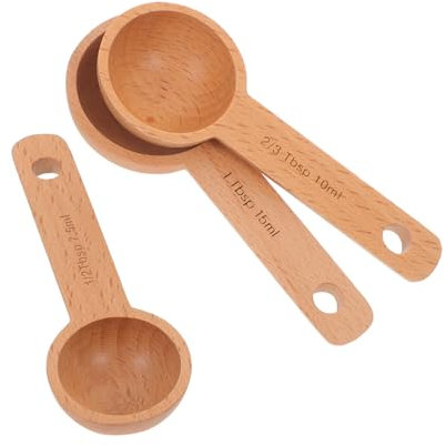 TOPPERFUN Cuchara Medidora de Café de Madera 3 Pcs Cucharas Pequeñas para Botes Herramienta de Medición Superficie Lisa para Café y Especias