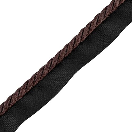 Flange Cord - 19mm Cotton Piping for Sewing, Cushions, Upholstery Ribbon Flanged Trim Cushion Sewing Thread Plait Furnishing Cushions (Chocolate, 5)