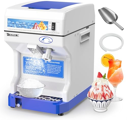 Vtsmax Electric Ice Crusher Shaver, 250W Snow Cone Maker Machine 265LBs/hr Thickness Adjustable for Bar Parties Events Snack(2.3Qt)