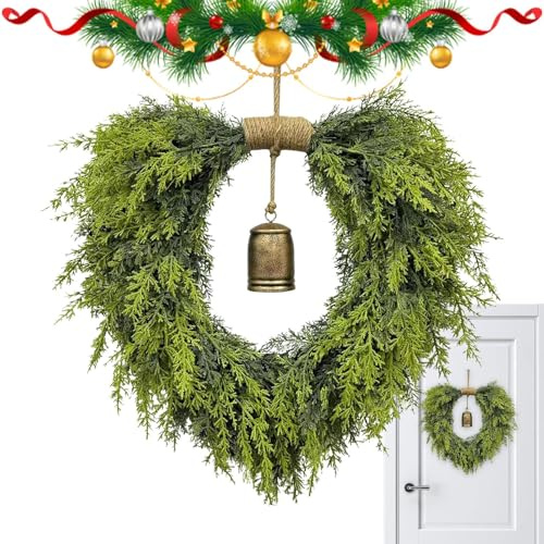 Corona de Campana de Navidad – Decoración para Puerta de Navidad, Corona de Navidad con cascabeles, decoración para la Puerta Principal, decoración de Porche de Navidad, Corona de Navidad de