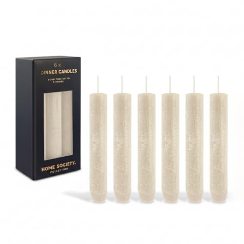 Stabkerzen 6er Set Weiß 140 x 23 mm aus Pflanzenwachs | Durchgefärbte, palmölfreie Stabkerzen mit bis zu 8 Std. Brenndauer - ideal für Adventskranz, Hochzeit und Tischdeko