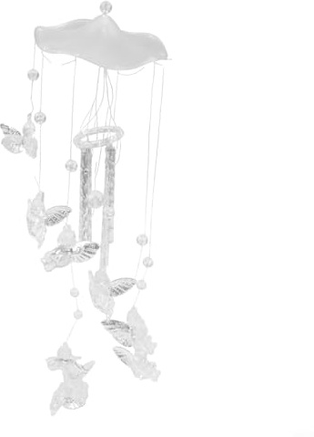 Pumixiy Carillon a vento in metallo per giardino, design angelo, con tubi in alluminio e tono chiaro risonante, decorazione per esterni, finitura argento