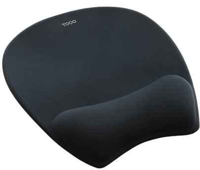 TOOQ TQMP1002-B - Tappetino per mouse ergonomico con poggiapolso in schiuma viscoelastica, Nero