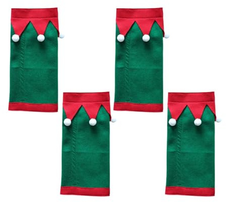 Oshhni 4er-Pack Weihnachts-Pferdebeinbandagen aus Polyester, Wärmende Beinschützer, Pferdezubehör, GrÜn