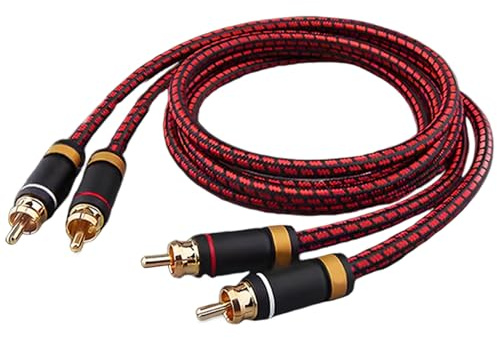 Cavo audio ottico, 1 paio di cavi audio da 3, 3 piedi di lunghezza, in rame ispessito privo di ossigeno, coassiale digitale, con doppia schermatura e connettore placcato oro 24K, coassiale