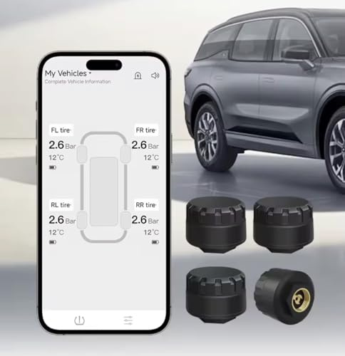 Universal Bluetooth 5.0 TPMS for Motorcycle & Car - Wireless Tyre Pressure Monitoring System with 4 External Sensors | Real-Time App Alerts for iOS & Android | IP67 Waterproof, Anti-Theft, DIY Install