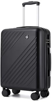 KONO Handgepäck Koffer 55x40x20cm, 34L Hartschalenkoffer mit 4 Rollen, Koffer Trolleys für Kurztrips und Business (Koffer S, Schwarz)