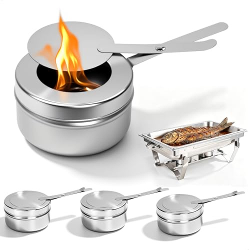 4 st. behållare för bränsle pasta, fondue, fondue-brännare för rostfritt stål, alkohol fondutas, lämplig för hotpot, torrkruka, grillad fisk, buffé och camping