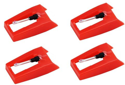 WUMZIRA 4 Unidades Aguja Tocadiscos Universal, Agujas Tocadiscos de Vinilo de Diamante para Repuesto, Punta de Lectura de Alta Fidelidad Compatible con la Mayoría de Giradiscos Vintage y Modernos