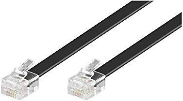 Goobay 50324 - RJ-12 Cable Telefónico de 15m para teléfonos fijos/Enchufe de Fax, Modem, Rúter, Internet/Conector Modular Negro