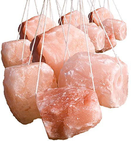 Makana Himalaya Salzleckstein 18 Stück, je 2,5 kg, mit Seil