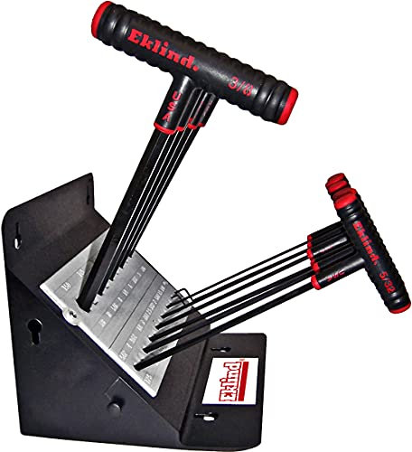 EKLIND 60814 Power-T - Llave Allen hexagonal con mango en T, juego de 11 piezas, SAE en pulgadas, tamaños 5/64-3/8, soporte de 9 pulgadas