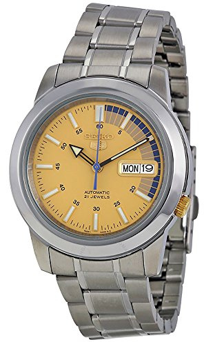 Seiko automatisk klocka för män, analog display och rem i rostfritt stål SNKK29K1, SILVER, Armband