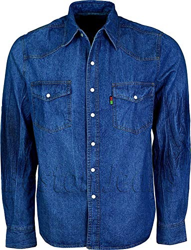 Mens Duke Classic Fashion Western Style Denim Shirt in Black