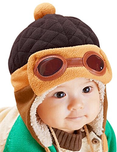 CHIC-CHIC Baby Jungen Fliegermütze Wintermütze Hut Beanie Winter mit Ohrenklappen Russisch Klappen Pilot Cap (Kaffee)