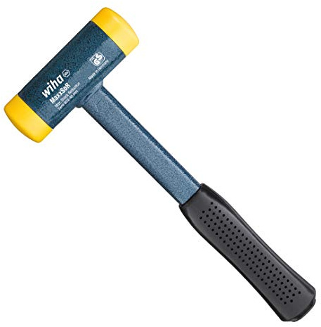 Wiha Martillo de cara blanda sin contragolpe, semiduro con tubo de acero, cabezal redondo 25, 288 mm (02122)