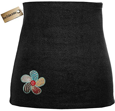 alles-meine.de GmbH Nierenwärmer Uni schwarz schwarzer türkis braun Blume Blüte Applikation Bauchwärmer Fleece Frottee Nierengurt Leibwärmer Männer Frau Kinder Sport Baby Größe G..