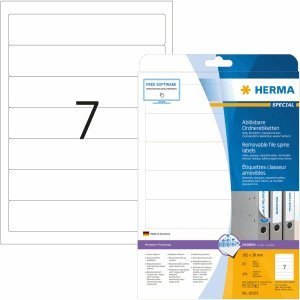 HERMA Ordneretiketten Movables/ablösbar 192x38mm Special A4 VE=175 weiß