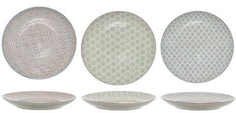 Bloomingville Teller Patrizia, grün lila blau, Keramik, 3er Set, 25 cm, Blauw