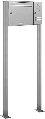 AL Briefkastensysteme 1er V2A Edelstahl Standbriefkasten mit Klingel rostfrei als 1 Fach Briefkastenanlage in Postkasten Briefkasten Design modern
