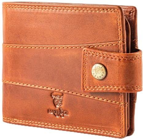MATADOR Herren Portemonnaie Leder #Danzig mit edler Geschenk Box, Elegante Geldbörse Männer mit RFID Schutz, Luxus Herrenportemonnaie Viele Kartenfächer in Braun Vintage