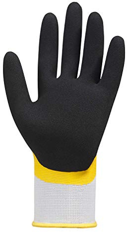 teXXor - Guantes de punto de poliéster (látex), color blanco, amarillo y negro