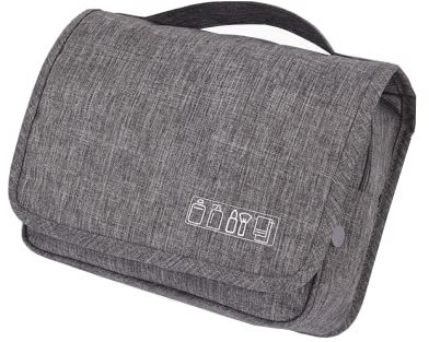 Reise-Kulturbeutel, Reise-Kulturbeutel, mehrere Fächer zum Organisieren persönlicher Gegenstände, Metallhaken zum Aufhängen, Grau